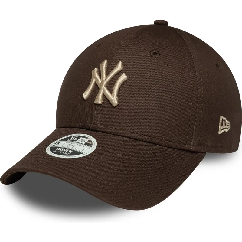 brazowa-regulowana-czapka-z-daszkiem-dla-kobiet-z-bezowym-logo-9forty-league-essential-new-york-yankees-mlb-new-era