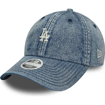 Niebieska regulowana czapka z zakrzywionym daszkiem dla kobiet 9TWENTY Denim Los Angeles Dodgers MLB New Era
