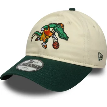 Beżowo-zielona zakrzywiona czapka regulowana dla dzieci 9TWENTY Mascot od New Era