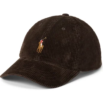 Regulowana czapka z daszkiem z ciemnobrązowego sztruksu Classic Sport Polo Ralph Lauren