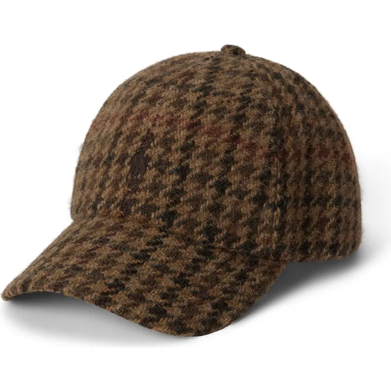 brazowa-regulowana-czapka-z-daszkiem-checked-wool-tweed-od-polo-ralph-lauren