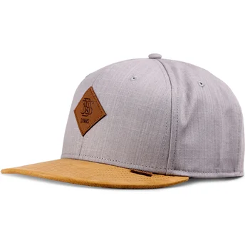 Czapka z daszkiem szara i brązowa snapback Linen 2015 od Djinns