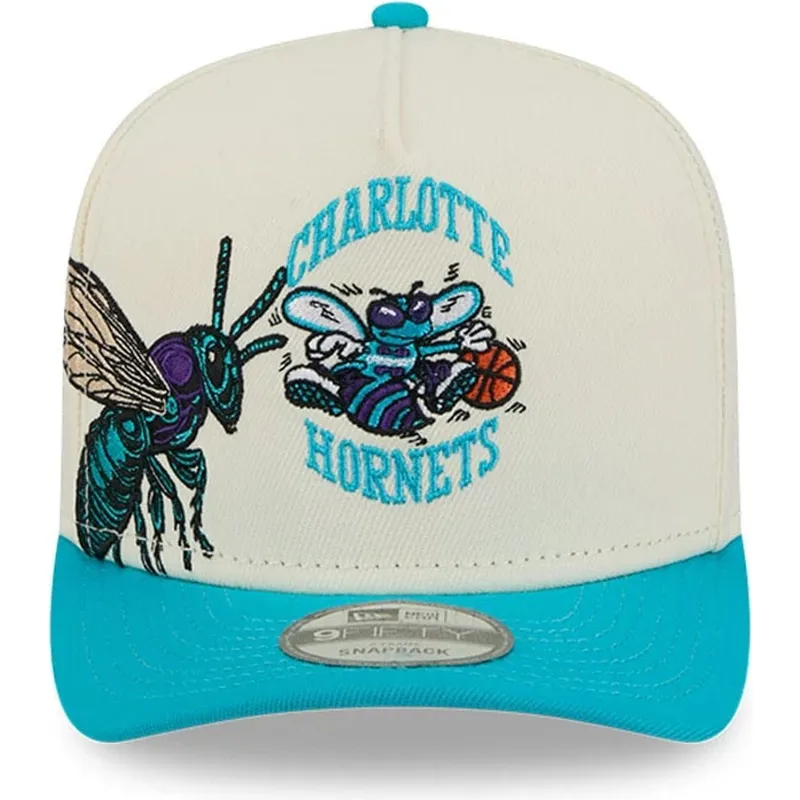 bezowo-niebieska-zakrzywiona-czapka-snapback-9fifty-a-frame-precurved-hardwood-classics-charlotte-hornets-nba-new-era