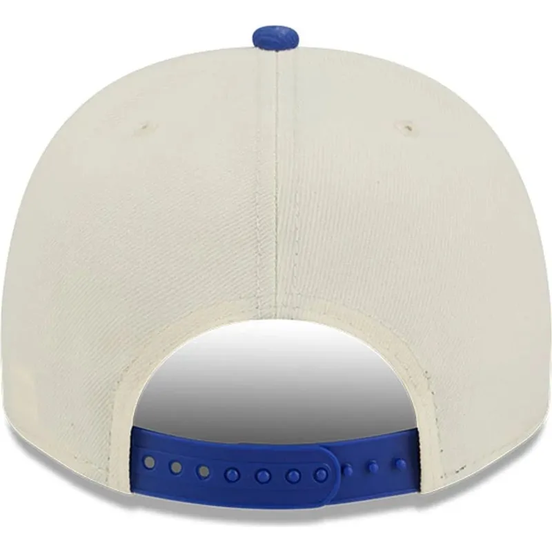 bezowo-niebieska-zakrzywiona-czapka-snapback-9fifty-a-frame-precurved-hardwood-classics-golden-state-warriors-nba-new-era