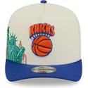 bezowo-niebieska-zakrzywiona-czapka-snapback-9fifty-a-frame-precurved-hardwood-classics-new-york-knicks-nba-new-era