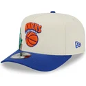 bezowo-niebieska-zakrzywiona-czapka-snapback-9fifty-a-frame-precurved-hardwood-classics-new-york-knicks-nba-new-era
