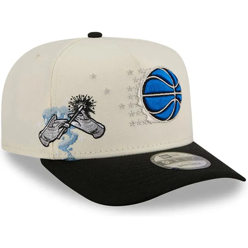 bezowo-czarna-zakrzywiona-czapka-snapback-9fifty-a-frame-precurved-hardwood-classics-orlando-magic-nba-new-era