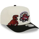 bezowo-czarna-zakrzywiona-czapka-snapback-9fifty-a-frame-precurved-hardwood-classics-toronto-raptors-nba-new-era