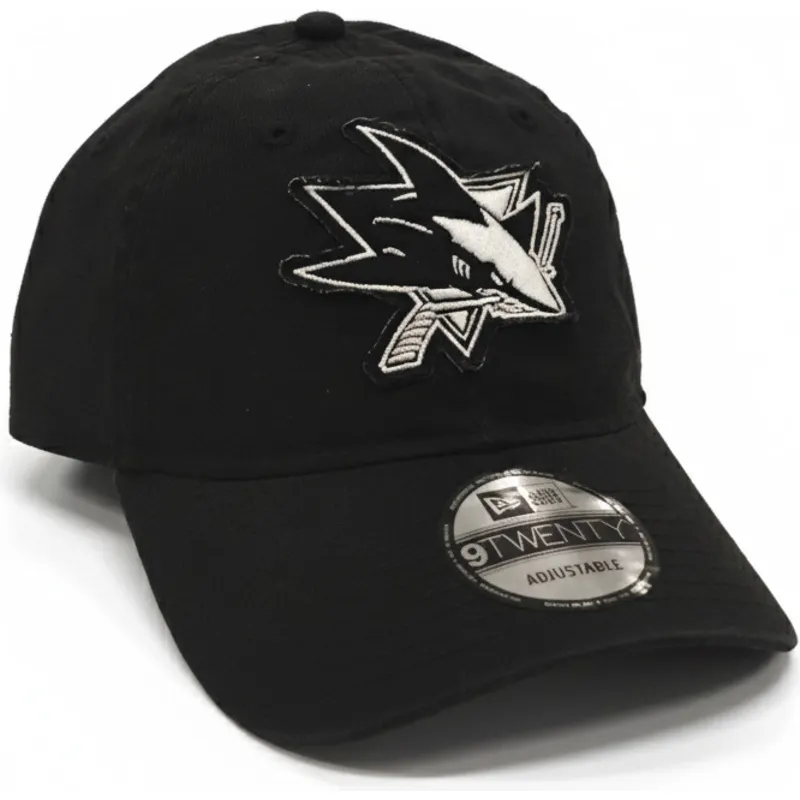 czarna-regulowana-czapka-z-zakrzywionym-daszkiem-9twenty-stamp-san-jose-sharks-nhl-new-era
