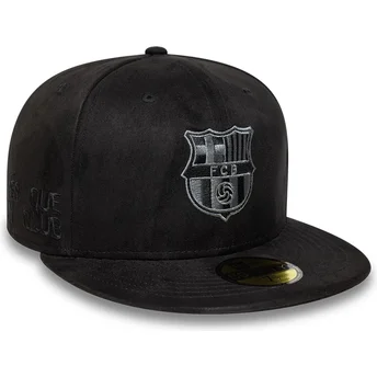 Czarna dopasowana czapka z daszkiem z czarnym logo FC Barcelona LALIGA 59FIFTY Mes Que Un Club od New Era