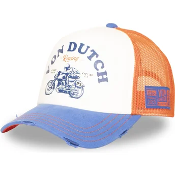 Czapka trucker pomarańczowo-niebieska CREW34 od Von Dutch