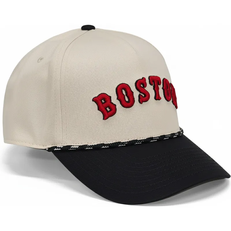 bezowo-czarna-czapka-z-zakrzywionym-daszkiem-snapback-rise-structured-boston-red-sox-mlb-marki-nike