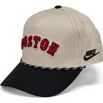 Beżowo-czarna czapka z zakrzywionym daszkiem snapback Rise Structured Boston Red Sox MLB marki Nike