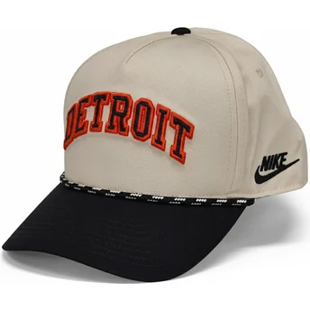 Snapback Rise Structured Detroit Tigers MLB od Nike, beżowo-czarna czapka z daszkiem