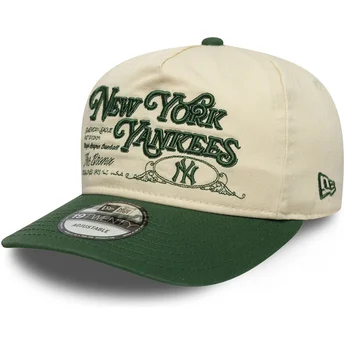 Czapka z daszkiem beżowo-zielona regulowana 19TWENTY Washed Graphic New York Yankees MLB New Era