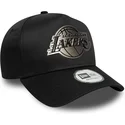 new-era-curved-brim-9forty-e-frame-metallic-los-angeles-lakers-nba-black-snapback-cap