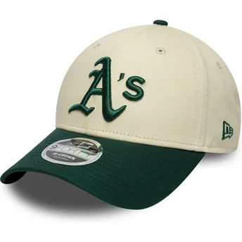 Czapka z daszkiem beżowo-zielona snapback 9FORTY M-Crown Oakland Athletics MLB New Era
