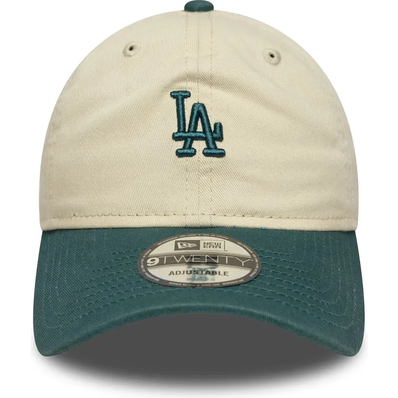 new-era-curved-brim-9twenty-mini-washed-los-angeles-dodgers-mlb-beige-and-green-adjustable-cap