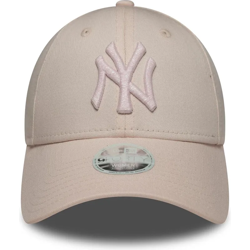 rozowa-regulowana-czapka-z-zakrzywionym-daszkiem-z-rozowym-logo-dla-kobiet-9forty-metallic-logo-new-york-yankees-mlb-new-era