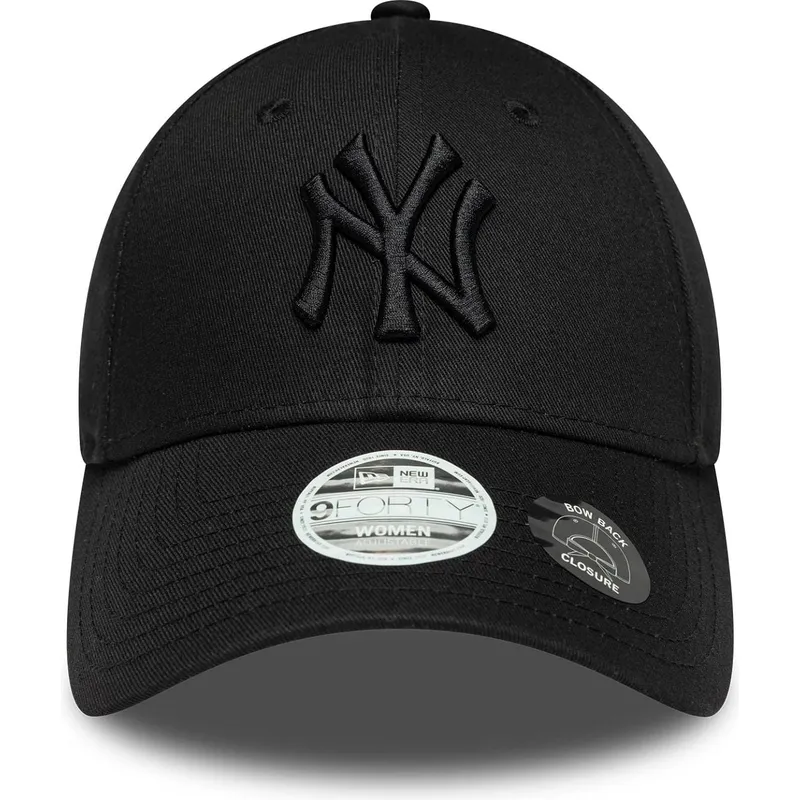 czarna-regulowana-czapka-z-zakrzywionym-daszkiem-z-czarnym-logo-dla-kobiet-9forty-bow-back-new-york-yankees-mlb-new-era