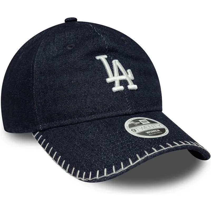 granatowa-regulowana-czapka-z-zakrzywionym-daszkiem-dla-kobiet-9twenty-denim-stitch-los-angeles-dodgers-mlb-new-era