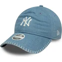 niebieska-regulowana-czapka-z-zakrzywionym-daszkiem-dla-kobiet-9twenty-denim-stitch-new-york-yankees-mlb-new-era