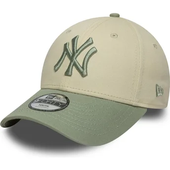 Czapka z daszkiem beżowo-zielona regulowana dla chłopca 9FORTY League Essential New York Yankees MLB New Era