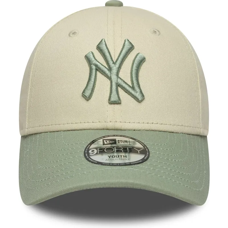 czapka-z-daszkiem-bezowo-zielona-regulowana-dla-chlopca-9forty-league-essential-new-york-yankees-mlb-new-era