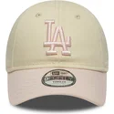 new-era-curved-brim-toddler-9forty-league-essential-los-angeles-dodgers-mlb-beige-and-pink-adjustable-cap