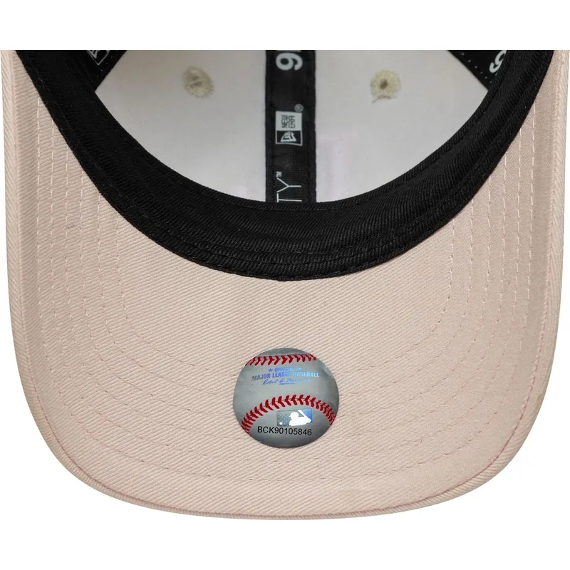 new-era-curved-brim-toddler-9forty-league-essential-los-angeles-dodgers-mlb-beige-and-pink-adjustable-cap