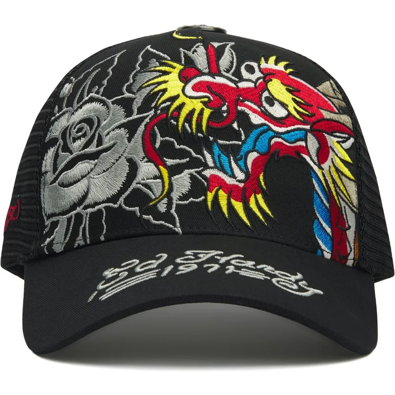 czapka-trucker-czarna-dragon-and-roses-graphic-ed-hardy