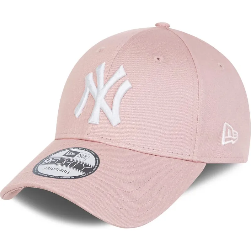 rozowa-regulowana-czapka-z-zakrzywionym-daszkiem-z-rozowym-logo-9forty-league-essential-new-york-yankees-mlb-new-era
