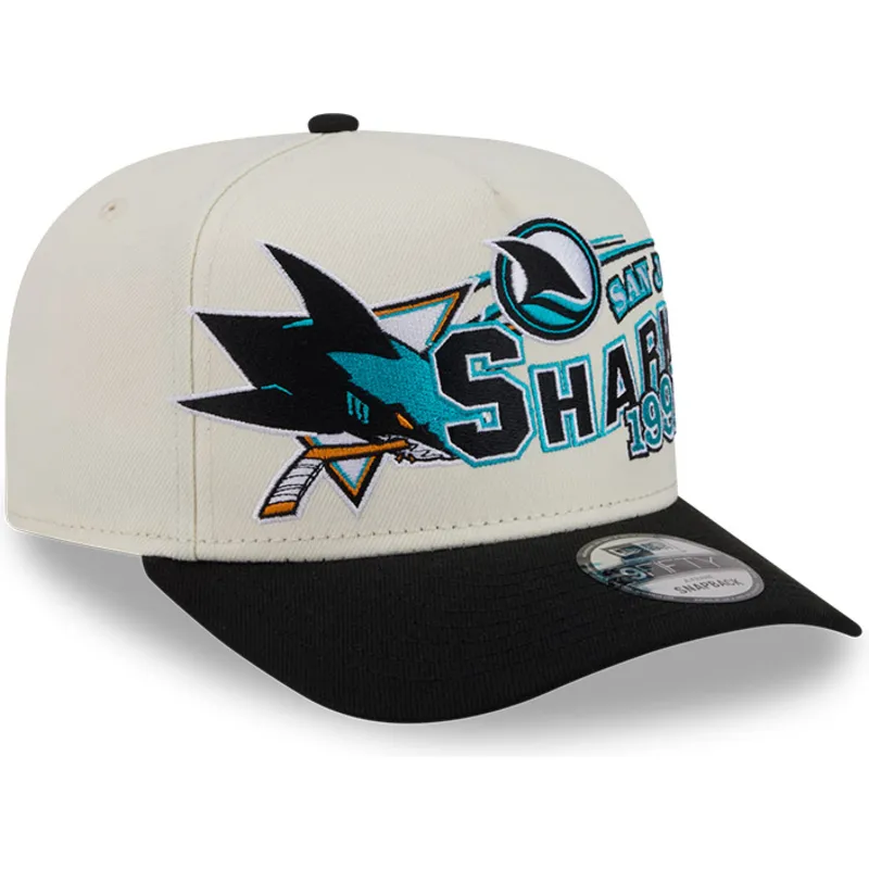 bezowo-czarna-zakrzywiona-czapka-snapback-9fifty-a-frame-classic-san-jose-sharks-nhl-new-era
