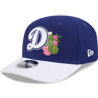 Niebiesko-biała czapka z zakrzywionym daszkiem snapback 9SEVENTY Stretch Snap Flower Los Angeles Dodgers MLB New Era