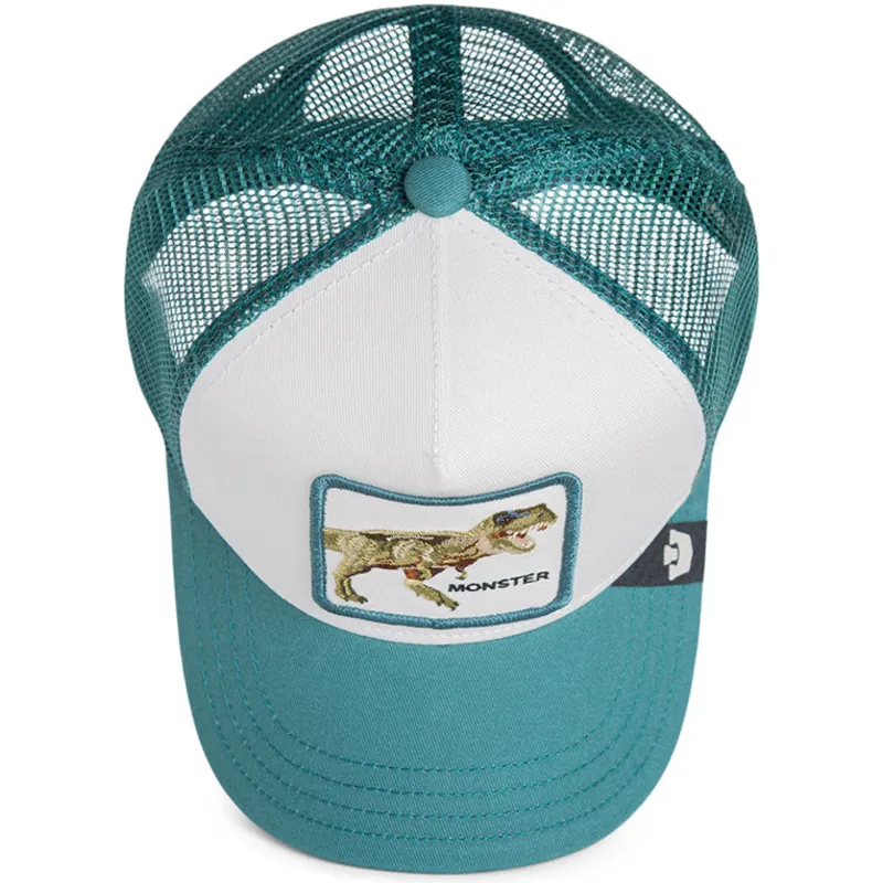 gorra-trucker-verde-para-nino-t-rex-dinosaurio-sea-monster-the-farm-de-goorin-bros