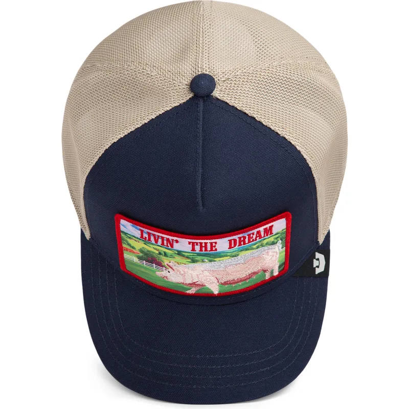czapka-trucker-granatowa-swinia-livin-the-dream-greener-grass-the-farm-goorin-bros