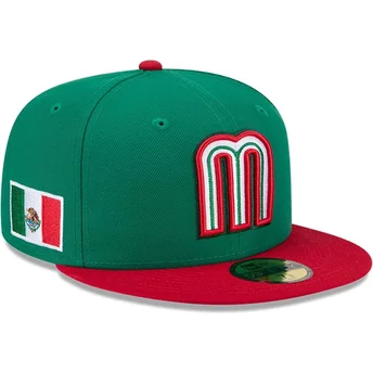 Zielona dopasowana czapka z płaskim daszkiem 59FIFTY Mexico 2026 World Baseball Classic New Era