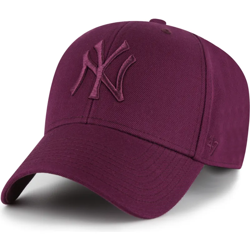 bordowa-czapka-z-daszkiem-snapback-z-bordowym-logo-mvp-new-york-yankees-mlb-od-47-brand