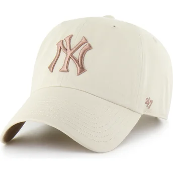 Beżowa regulowana czapka z daszkiem Clean Up Ballpark Mojave New York Yankees MLB od 47 Brand