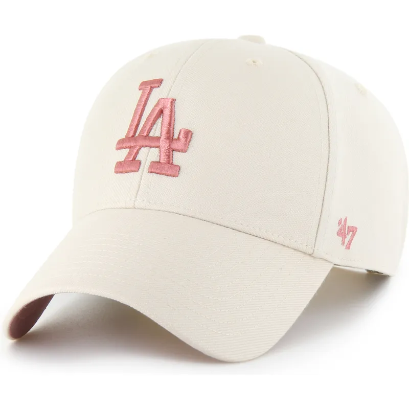 bezowa-czapka-z-zakrzywionym-daszkiem-snapback-z-rozowym-logo-mvp-ballpark-los-angeles-dodgers-mlb-od-47-brand