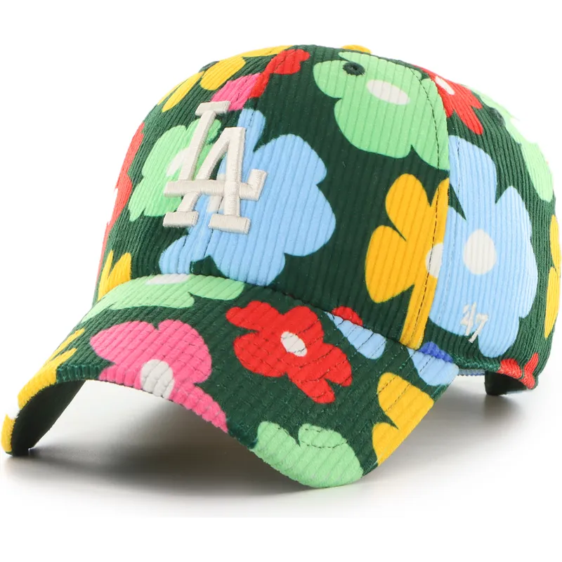 zielona-regulowana-czapka-z-daszkiem-clean-up-gallery-cord-los-angeles-dodgers-mlb-od-47-brand