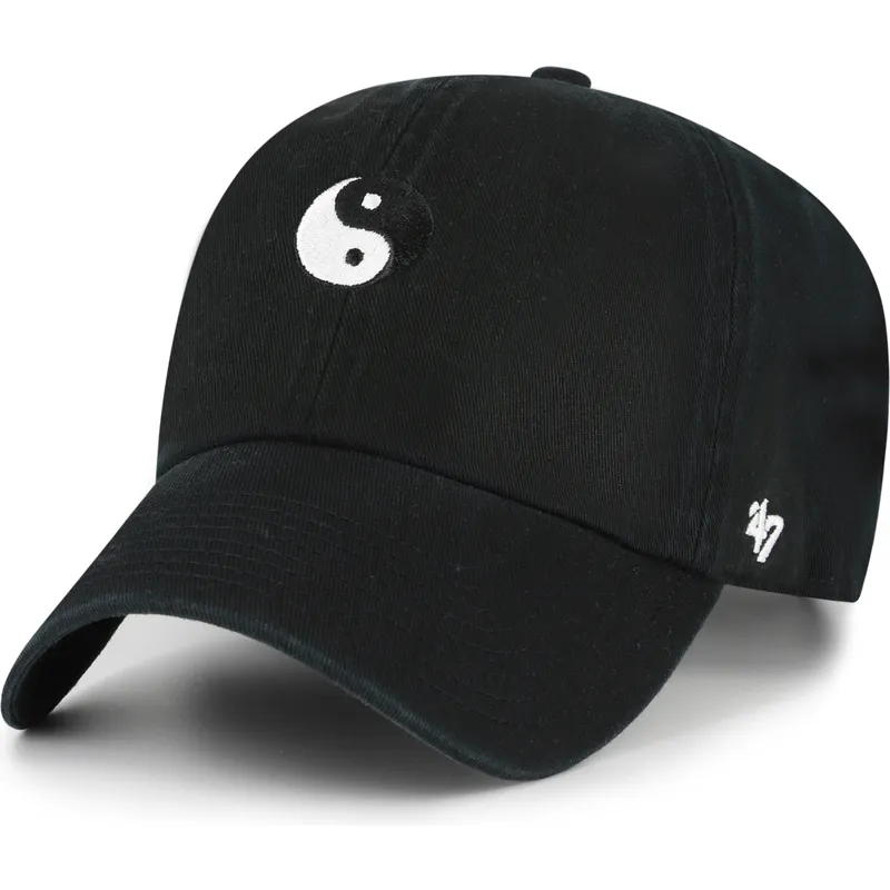 gorra-curva-negra-ajustable-yin-yang-smiley-clean-up-base-runner-icon-de-47-brand