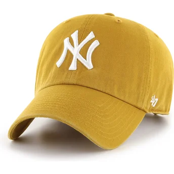 Żółta zakrzywiona czapka z regulacją Clean Up Flat Gold New York Yankees MLB od 47 Brand