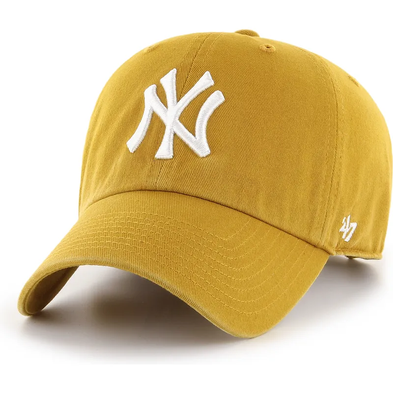 zolta-zakrzywiona-czapka-z-regulacja-clean-up-flat-gold-new-york-yankees-mlb-od-47-brand