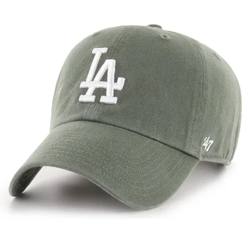 Zielona regulowana czapka z zakrzywionym daszkiem Clean Up Los Angeles Dodgers MLB od 47 Brand