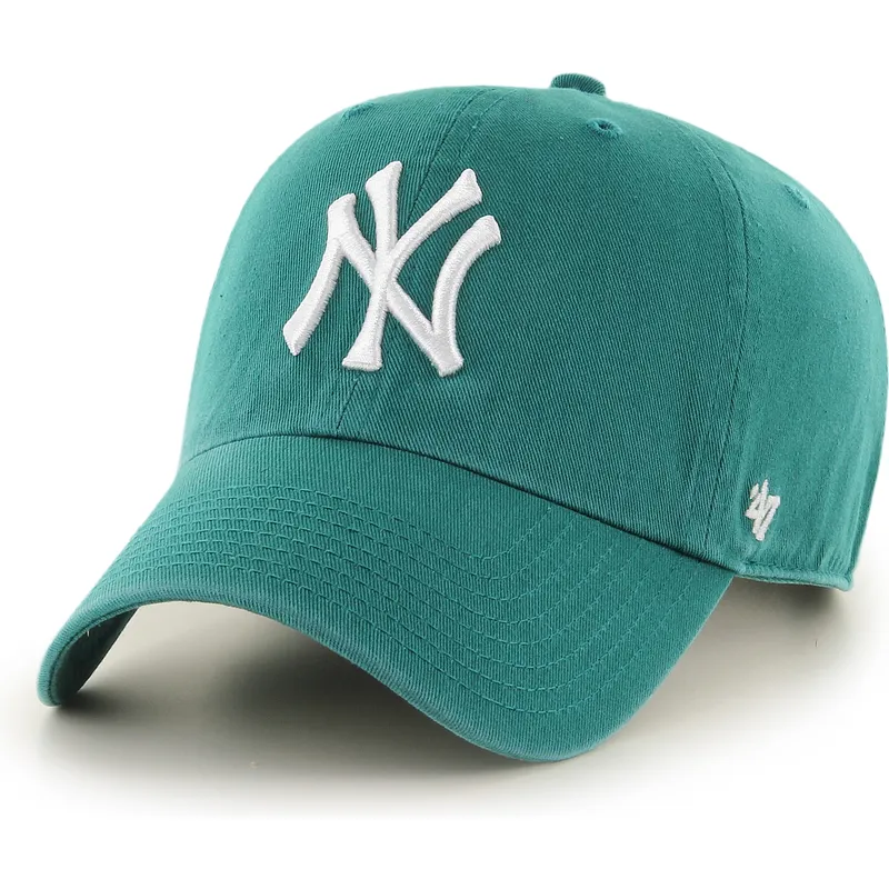 zielona-regulowana-czapka-z-zakrzywionym-daszkiem-clean-up-tailgate-teal-new-york-yankees-mlb-od-47-brand