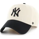 bezowo-czarna-regulowana-czapka-z-daszkiem-clean-up-two-tone-no-loop-label-new-york-yankees-mlb-od-47-brand