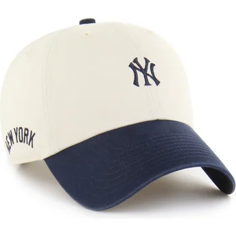 Gorra curva beige y azul marino ajustable Clean Up Base Runner Sure Shot Two Tone de New York Yankees MLB de 47 Brand