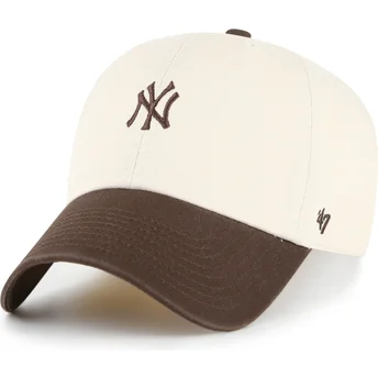 Gorra curva beige y marrón ajustable Clean Up Base Runner Two Tone de New York Yankees MLB de 47 Brand
