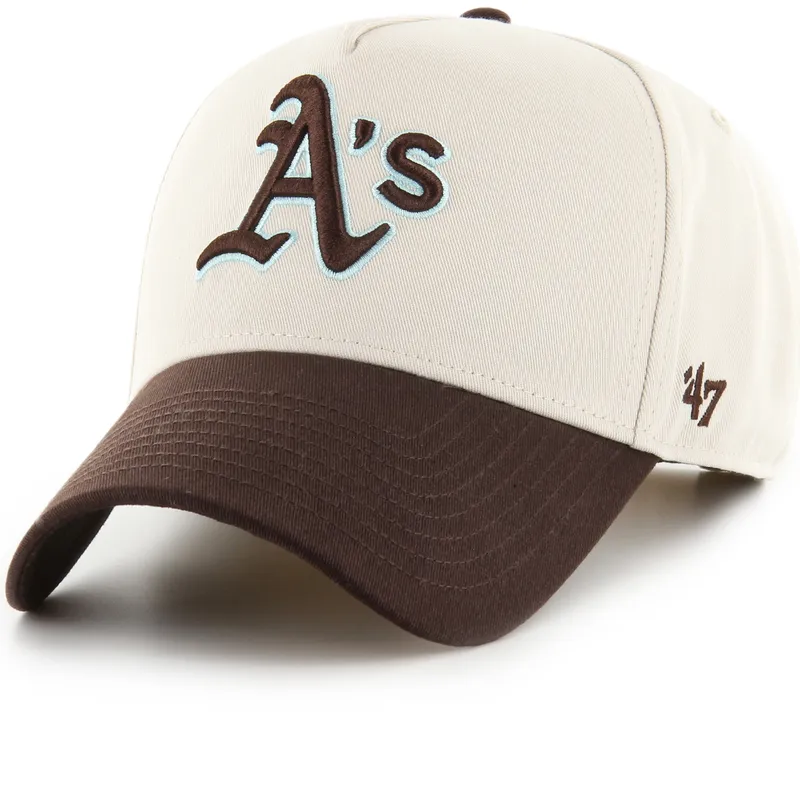 gorra-curva-beige-y-marron-snapback-mvp-dt-sure-shot-two-tone-cotton-de-oakland-athletics-mlb-de-47-brand